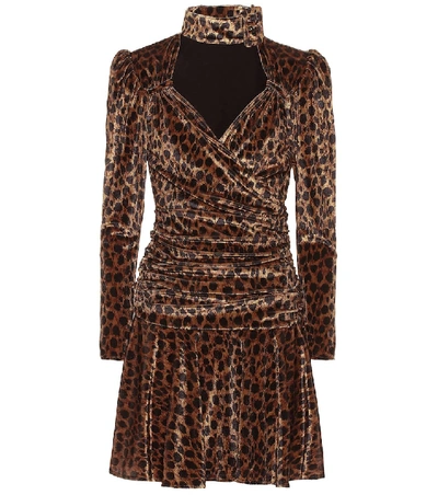 Attico Leopard Print Mini Dress In Beige,black