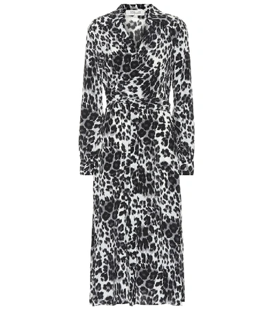 Diane Von Furstenberg Donika Printed Silk Midi Dress In Grey