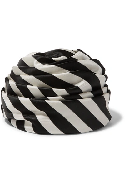 Maison Michel Simone Striped Twill Turban In Black