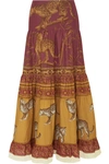 JOHANNA ORTIZ THE LAST KASHMIRI ROSE TIERED PRINTED COTTON-POPLIN MAXI SKIRT