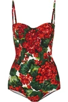 DOLCE & GABBANA CUTOUT FLORAL-PRINT UNDERWIRED SWIMSUIT