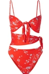 NICHOLAS CONVERTIBLE KNOTTED FLORAL-PRINT SWIMSUIT