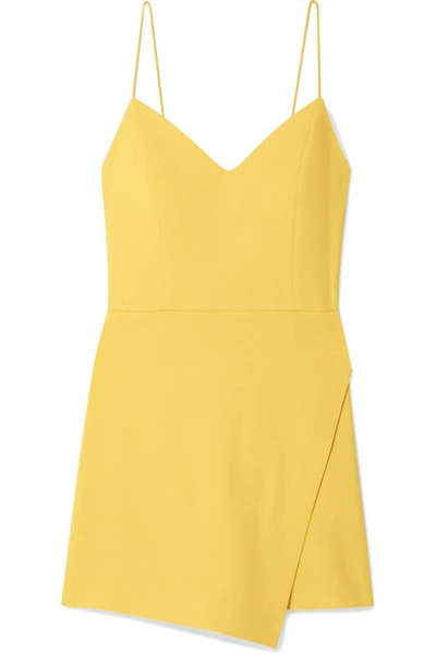 Alice And Olivia Emery Wrap-effect Crepe Playsuit In Yellow