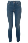 Mother The Looker Frayed High-rise Skinny Jeans In Mid Denim