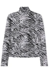 COMMISSION FANNY ZEBRA-PRINT VELVET TURTLENECK TOP