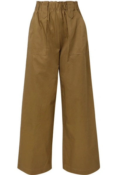 Matin Cotton-twill Wide-leg Pants In Green