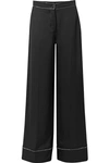 BURBERRY CRYSTAL-EMBELLISHED MULBERRY SILK-SATIN WIDE-LEG PANTS