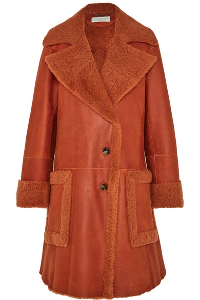 Chloé Shearling Coat In Orange
