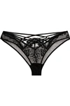 AGENT PROVOCATEUR ESSIE SATIN-TRIMMED LEAVERS LACE AND STRETCH-TULLE BRIEFS