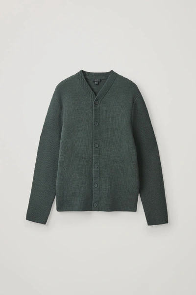 Cos Cotton-merino Knit Cardigan In Green