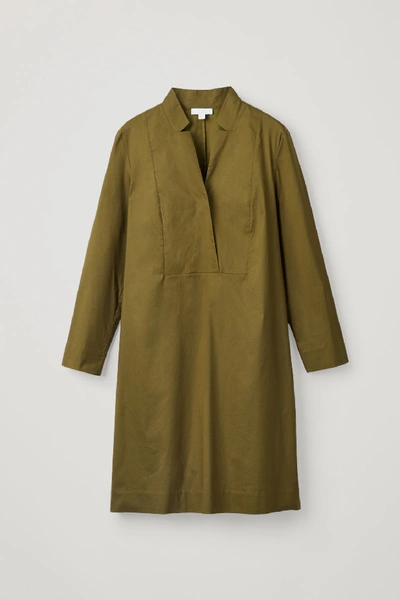 Cos Lapel Neck Dress In Green