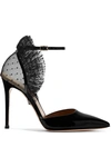 GIANVITO ROSSI 105 RUFFLED POINT D'ESPRIT TULLE AND PATENT-LEATHER PUMPS