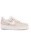 NIKE AIR FORCE 1 LEATHER AND PVC-TRIMMED GINGHAM CANVAS SNEAKERS
