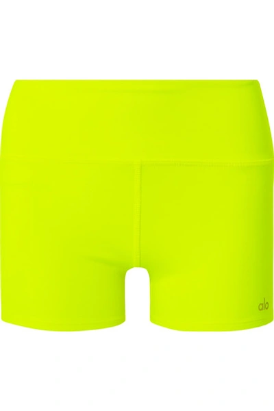 Alo Yoga Airbrush Neon Stretch Shorts In Bright Yellow | ModeSens