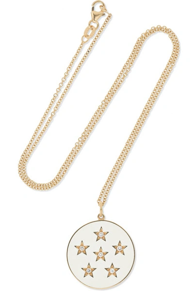 Andrea Fohrman New/ Full Moon 18-karat Gold, Enamel And Diamond Necklace