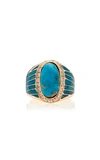 JACQUIE AICHE Pave Oval Turquoise Inlay Striped Ring,157889.0
