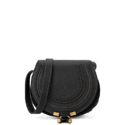 Chloé Marcie Small Leather Saddle Bag In Black