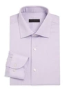 Saks Fifth Avenue Collection Travel Mini-grid Dress Shirt In White Lavender