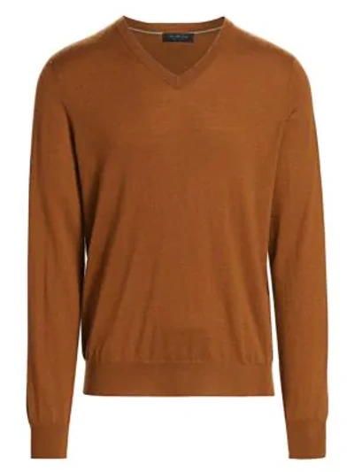 Saks Fifth Avenue Collection Lightweight Cashmere V-neck Sweater In Camel