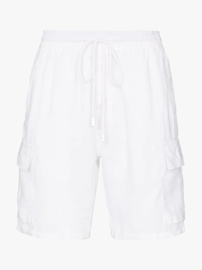 Vilebrequin Logo-patch Slubbed-linen Cargo Shorts In White