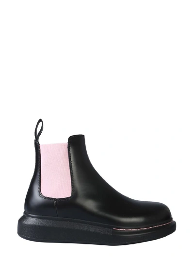 Alexander Mcqueen 40mm Hybrid Leather Chelsea Boots In Black,pink