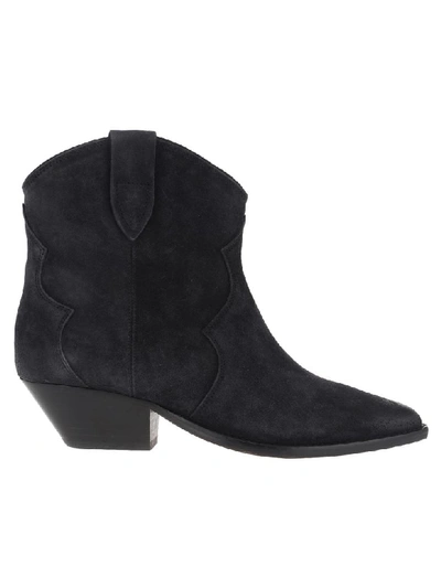 Isabel Marant Gray Dewina Ankle Boots In Black