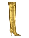 Saint Laurent Kiki Metallic Leather Over-the-knee Boots In Gold