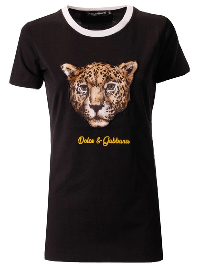 Dolce & Gabbana Leopard Head T-shirt In Black