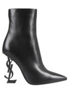 Saint Laurent Opyum Leather Pointy-toe Ankle Boots In Nero