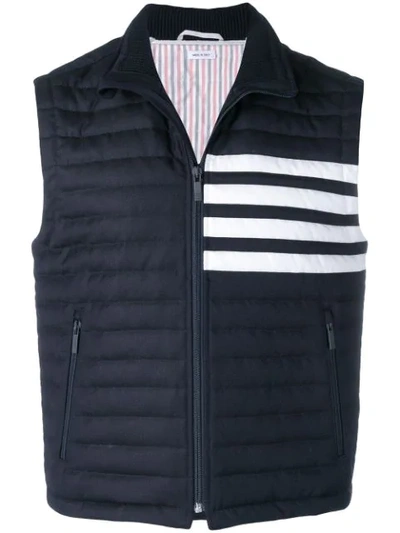 Thom Browne 4-bar Down Quilted Waistcoat In Blue