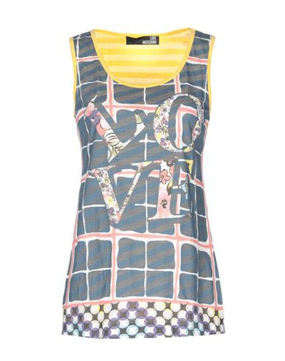 Love Moschino Tank Top In Slate Blue