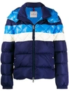 Moncler Janvry Slim-fit Colour-block Quilted Shell Hooded Down Jacket In Blue