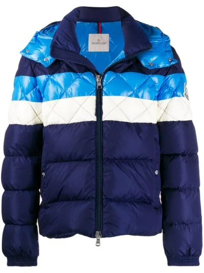 Moncler Janvry Slim-fit Colour-block Quilted Shell Hooded Down Jacket In Blue