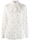 GUCCI GUCCI CHERRY EMBROIDERED BLOUSE - 白色