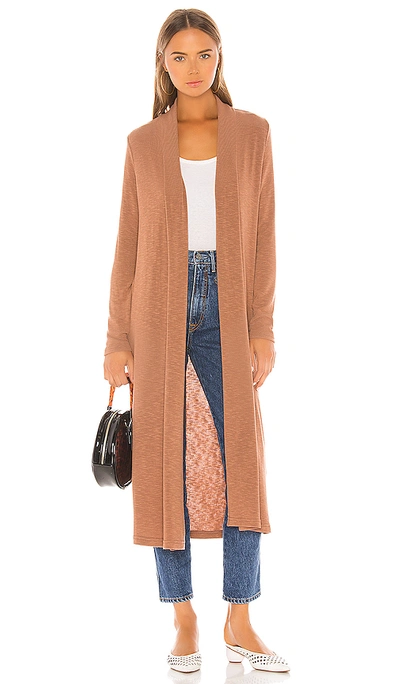 Michael Stars Candice Long Cardigan In Brown. In Sequoia