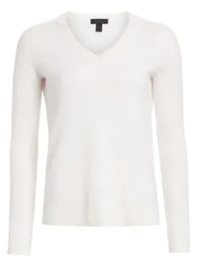 Saks Fifth Avenue Collection Featherweight Cashmere V-neck Sweater In Snow