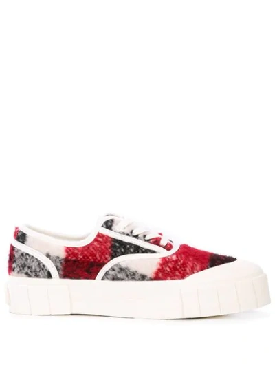 Good News Low Top Check Trainers In Red