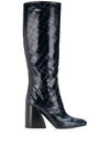 Chloé Women's Wave Croc-embossed Block-heel Boots In Grey
