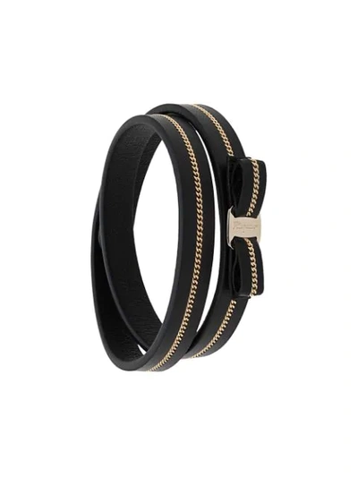 Ferragamo Chain-embellished Bracelet In Black