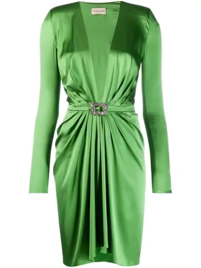 Alexandre Vauthier Crystal-buckle Silk-blend Charmeuse Mini Dress In Green