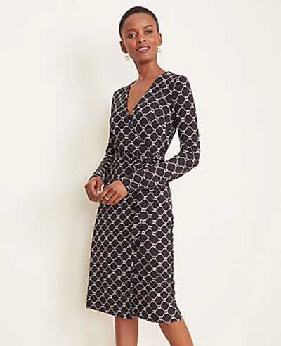 Ann Taylor Roped Link Matte Jersey Wrap Dress In Black