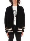 Saint Laurent Intarsia Knit Cardigan In Black