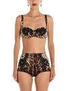 Dolce & Gabbana Leopard-print Stretch Silk Balconette Bra In Multicolor