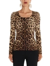 Dolce & Gabbana Leopard Print Silk Blend Long Sleeve Top In Multicolor