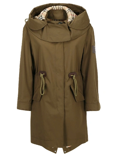 Burberry Polzeath Hooded Cotton Parka In Dark Military Khaki