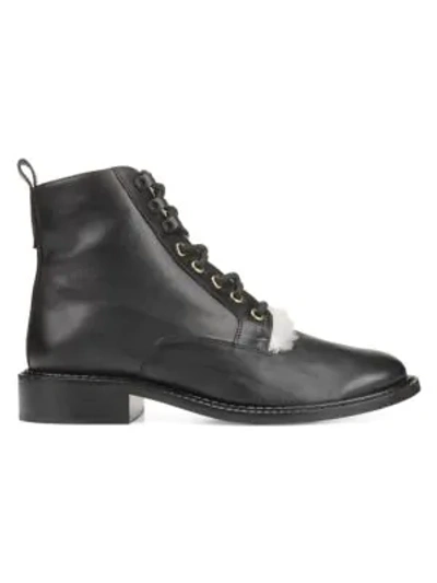 Vince Cabria 3 Genuine Shearling Lined Combat Boot In Black Leather