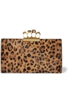 ALEXANDER MCQUEEN KNUCKLE EMBELLISHED LEOPARD-PRINT CALF HAIR CLUTCH