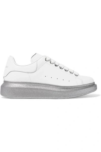 Alexander Mcqueen Leather Exaggerated-sole Sneakers In White