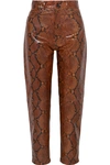 ATTICO SNAKE-EFFECT LEATHER TAPERED PANTS