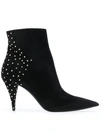 Saint Laurent Kiki Zip Stud Booties In Black